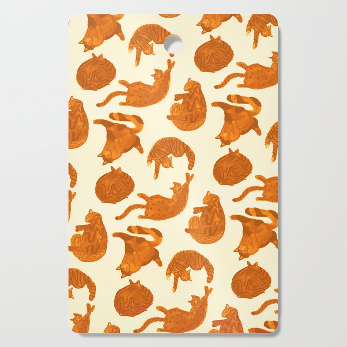 Sleepy Cozy Kitty Cats in Buttercup & Orange Cutting Board Gallery Image 1