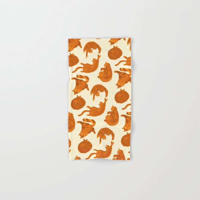 Sleepy Cozy Kitty Cats in Buttercup & Orange Bath Towel Gallery Image 1