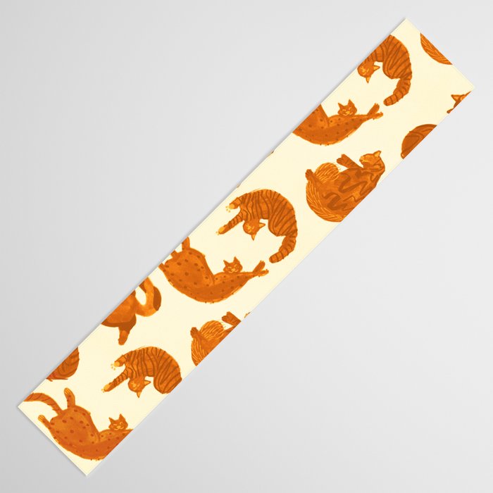 Sleepy Cozy Kitty Cats in Buttercup & Orange Table Runner Gallery Image 3