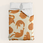 Sleepy Cozy Kitty Cats in Buttercup & Orange Duvet Cover Gallery Image 6