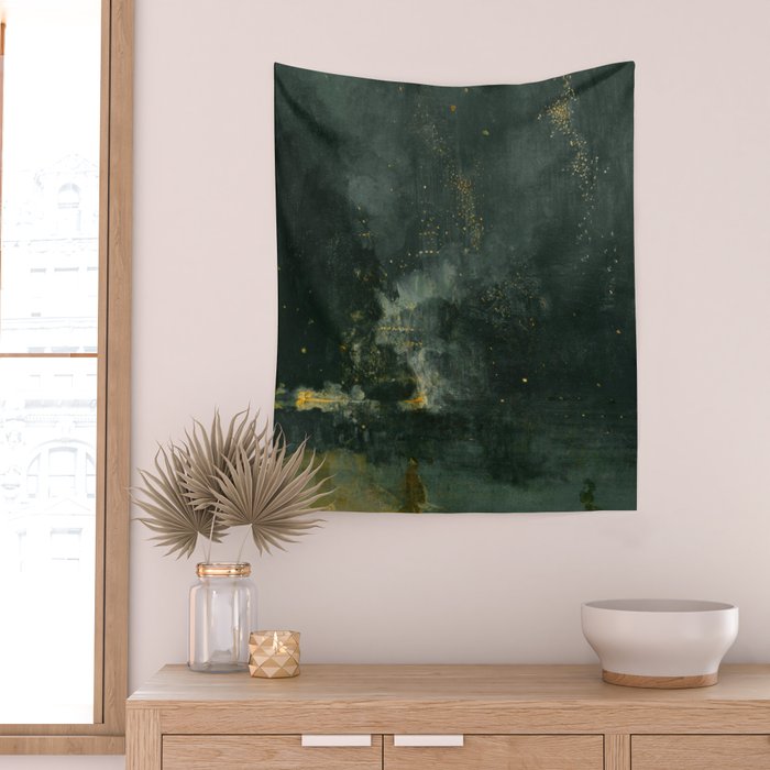 Nocturne In Black And Gold The Falling Rocket By James Mcneill Whistler Wall Tapestry Gallery Image 2
