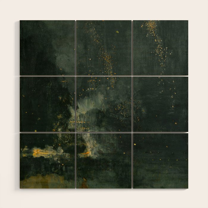 Nocturne In Black And Gold The Falling Rocket By James Mcneill Whistler Wood Wall Art Gallery Image 1