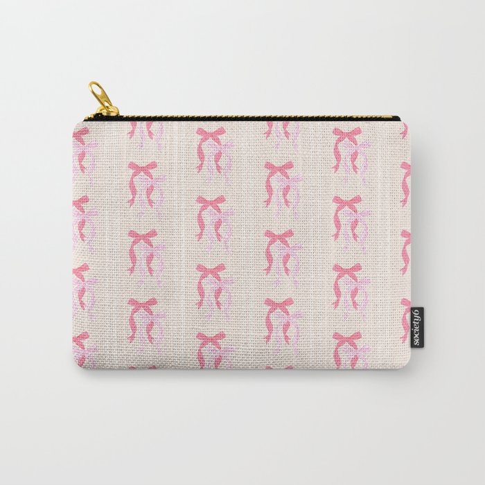 Striped Bows in Pinks Carry All Pouch Gallery Image 1