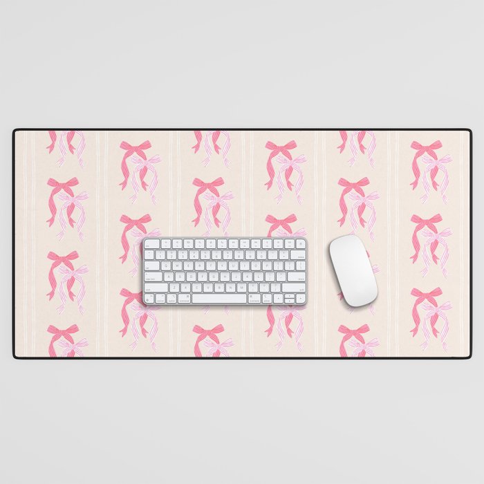 Striped Bows in Pinks Desk Mat Gallery Image 1