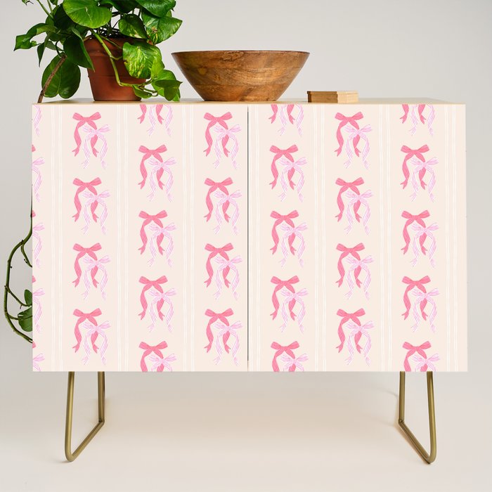 Striped Bows in Pinks Credenza Gallery Image 1