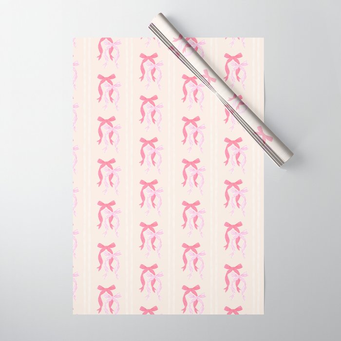 Striped Bows in Pinks Wrapping Paper Gallery Image 1