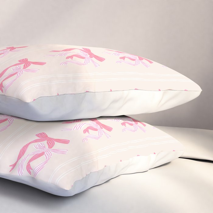 Striped Bows in Pinks Pillow Sham Gallery Image 3