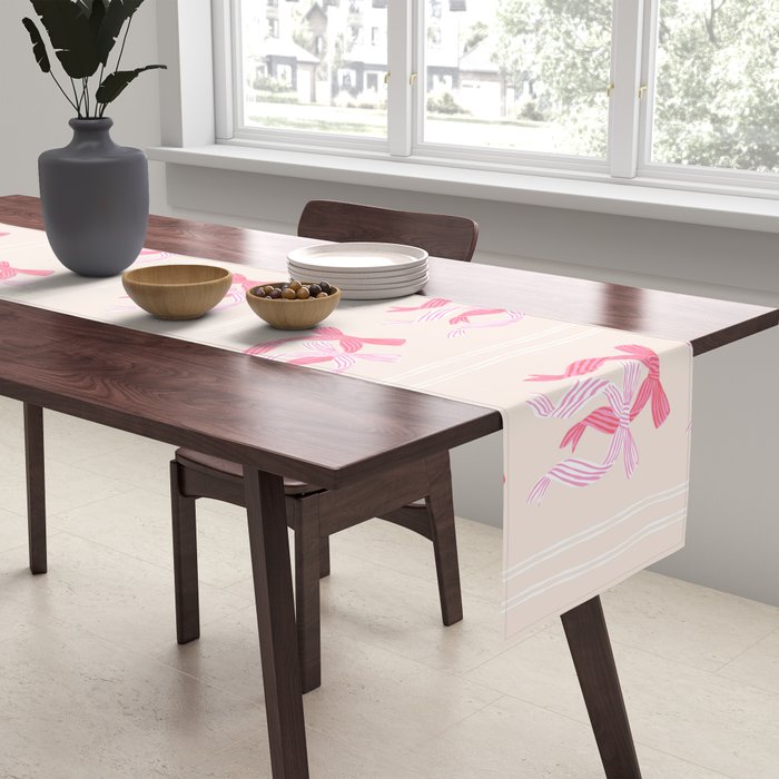 Striped Bows in Pinks Table Runner Gallery Image 2