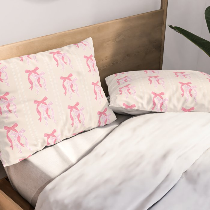 Striped Bows in Pinks Pillow Sham Gallery Image 2