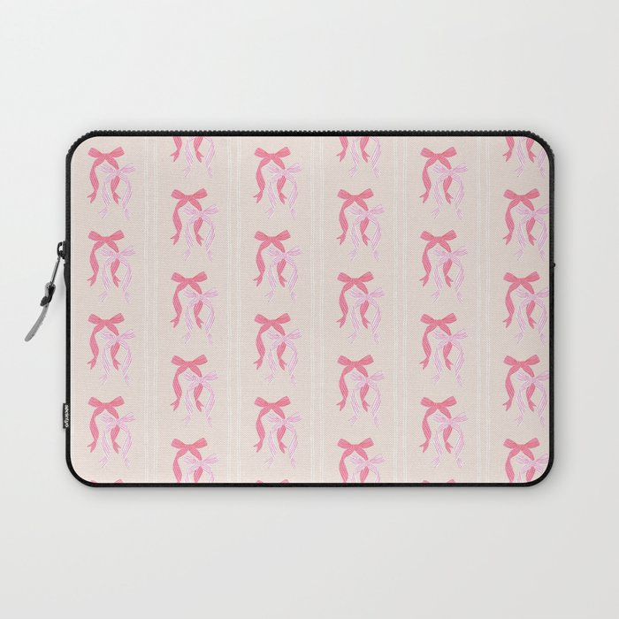 Striped Bows in Pinks Laptop Sleeve Gallery Image 1