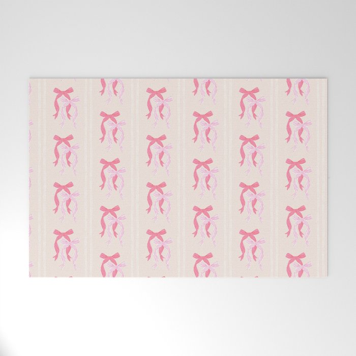 Striped Bows in Pinks Welcome Mat Gallery Image 1