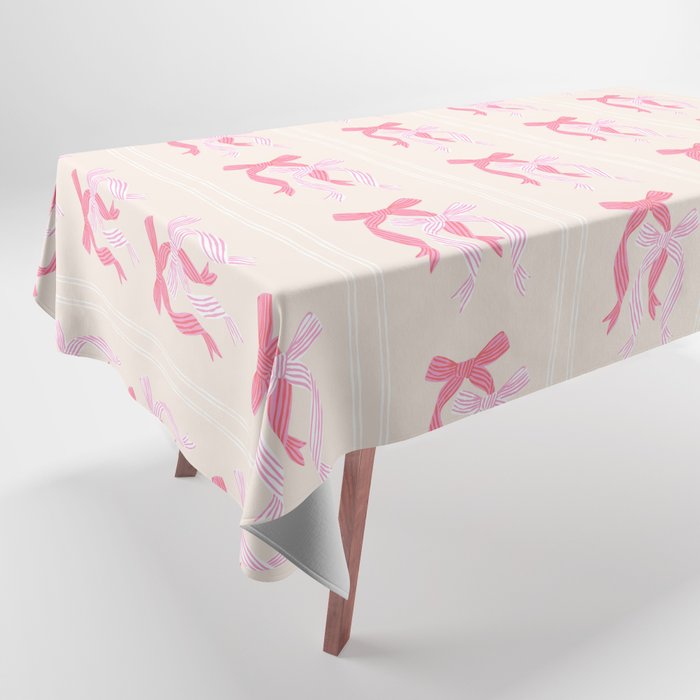 Striped Bows in Pinks Tablecloth Gallery Image 1