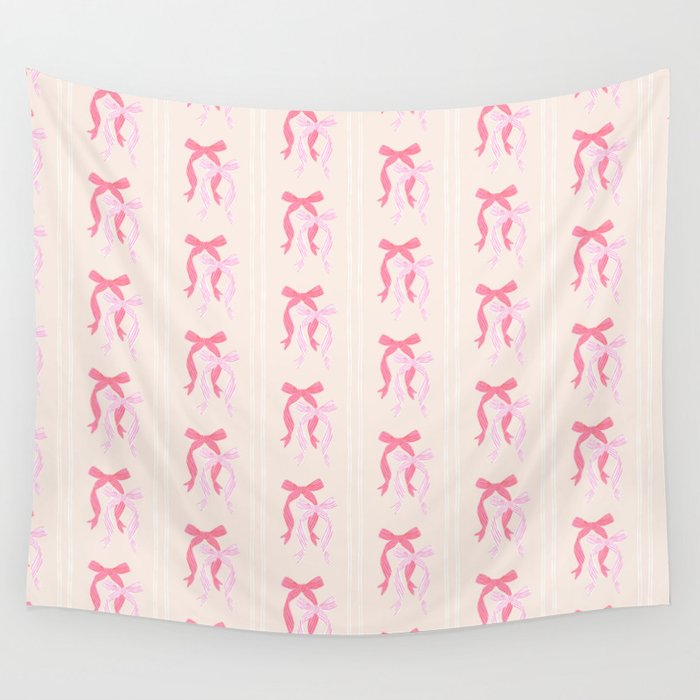 Striped Bows in Pinks Wall Tapestry Gallery Image 4
