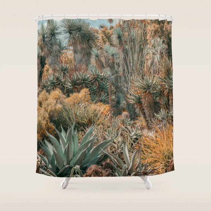 Desert Oasis - California Cactus Garden, Nature, Landscape Photography Shower Curtain Gallery Image 1