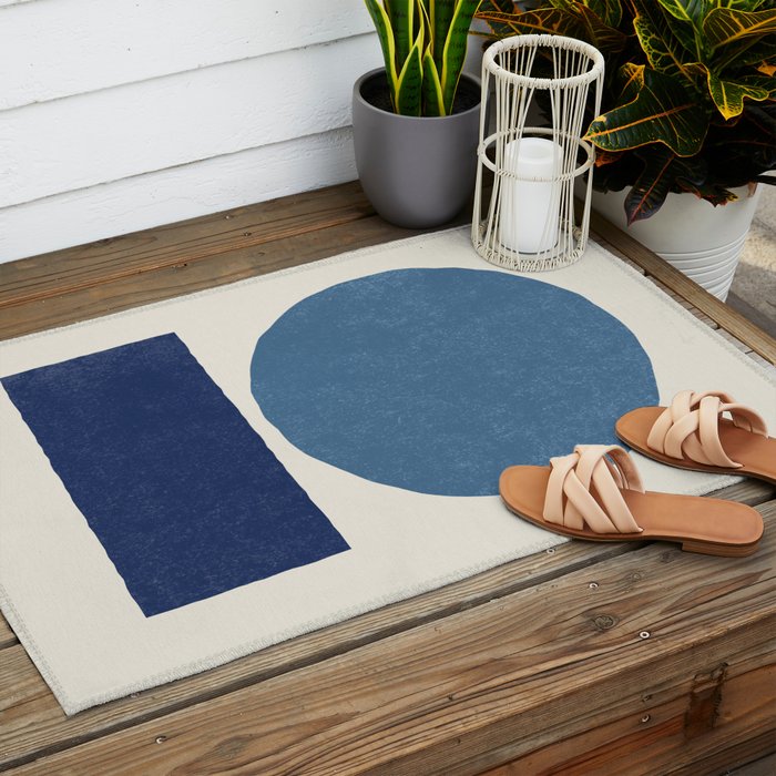Geometric Balance - Blue Navy Outdoor Rug Gallery Image 2