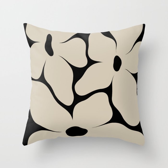 Vanilla Flower black Throw Pillow Gallery Image 6