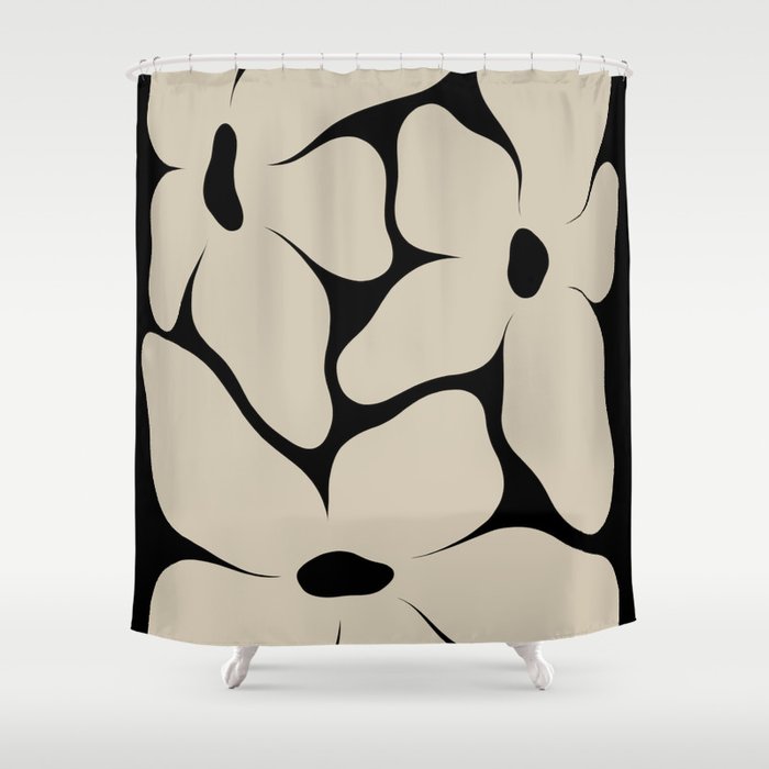 Vanilla Flower black Shower Curtain Gallery Image 1