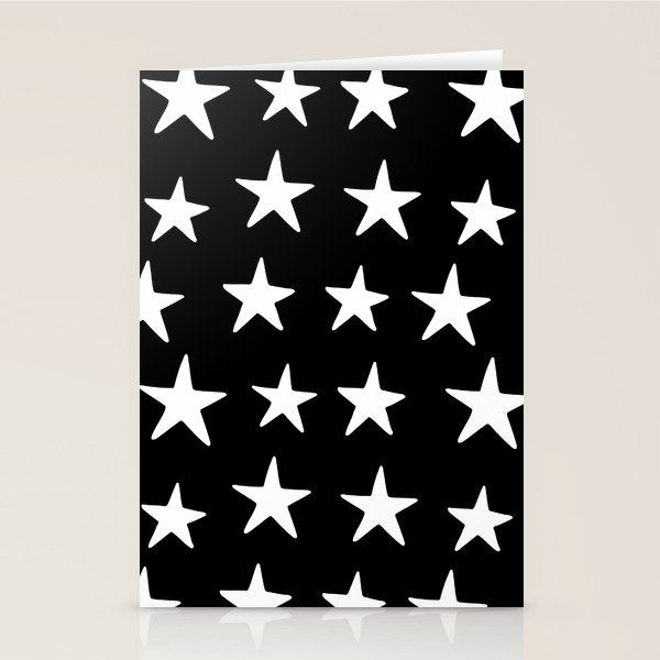 Star Pattern White On Black Stationery Card Gallery Image 1