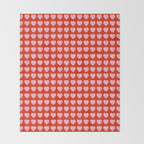 Love Hearts - pink hearts on red Throw Blanket Gallery Image 2