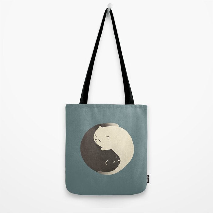 Hidden cat 9 blue yin yang kitty hug Tote Bag Gallery Image 2
