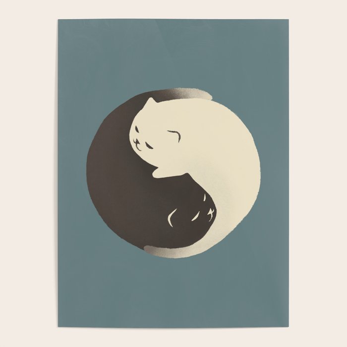 Hidden cat 9 blue yin yang kitty hug Poster Gallery Image 4
