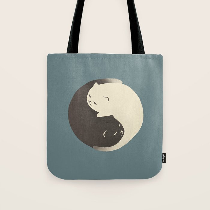Hidden cat 9 blue yin yang kitty hug Tote Bag Gallery Image 1