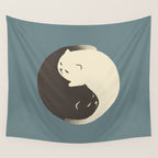Hidden cat 9 blue yin yang kitty hug Wall Tapestry Gallery Image 4