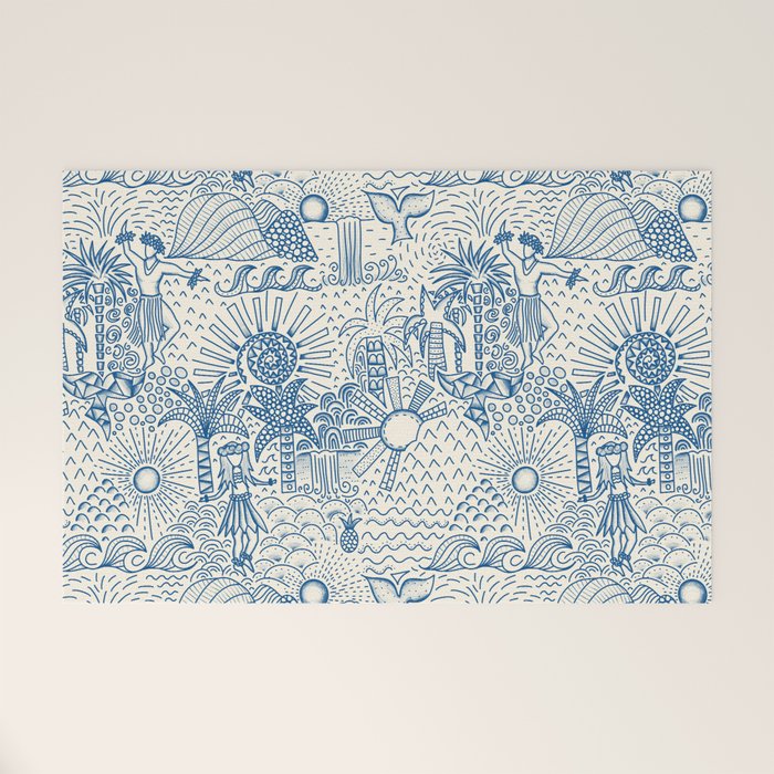 Hawaiian Toile Welcome Mat Gallery Image 1