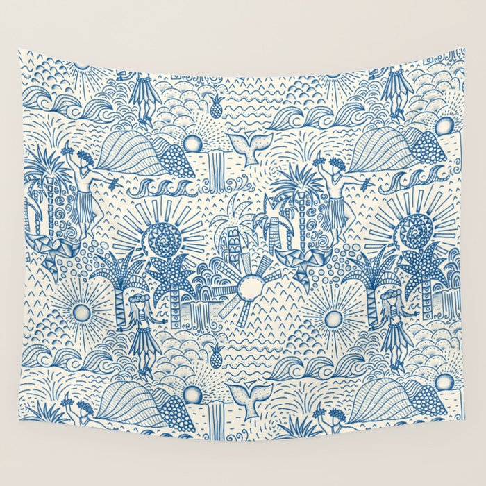 Hawaiian Toile Wall Tapestry Gallery Image 4