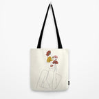 Colorful Thoughts Minimal Line Art Woman with Flowers Tote Bag Gallery Image 2