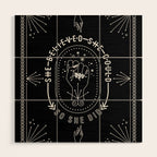 She Believed She Could So She Did - White Ink on Black Wood Wall Art Gallery Image 1