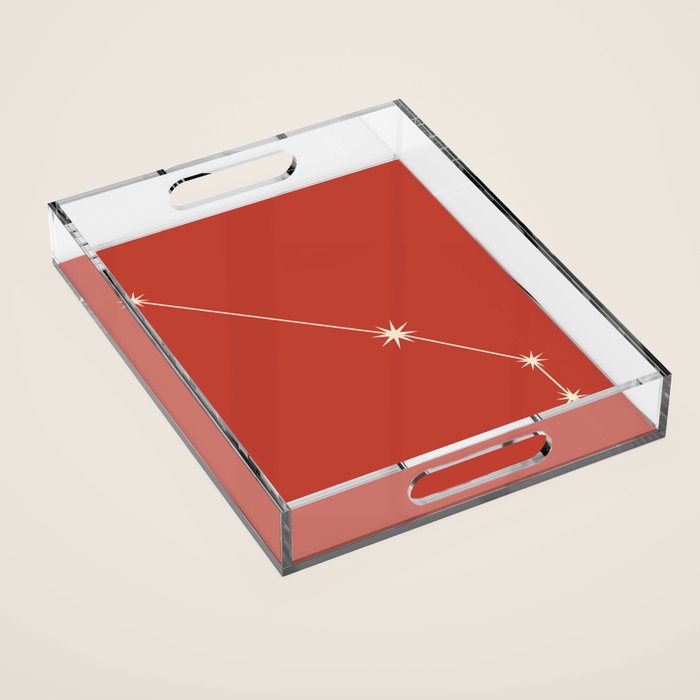 Aries Zodiac Star Constellation Line Art Red Acrylic Tray Gallery Image 1