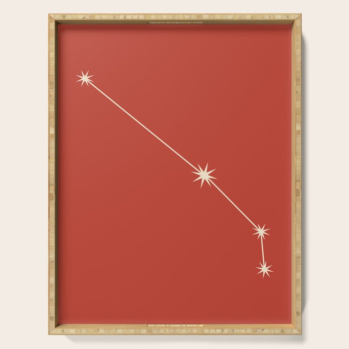 Aries Zodiac Star Constellation Line Art Red Serving Tray Gallery Image 1