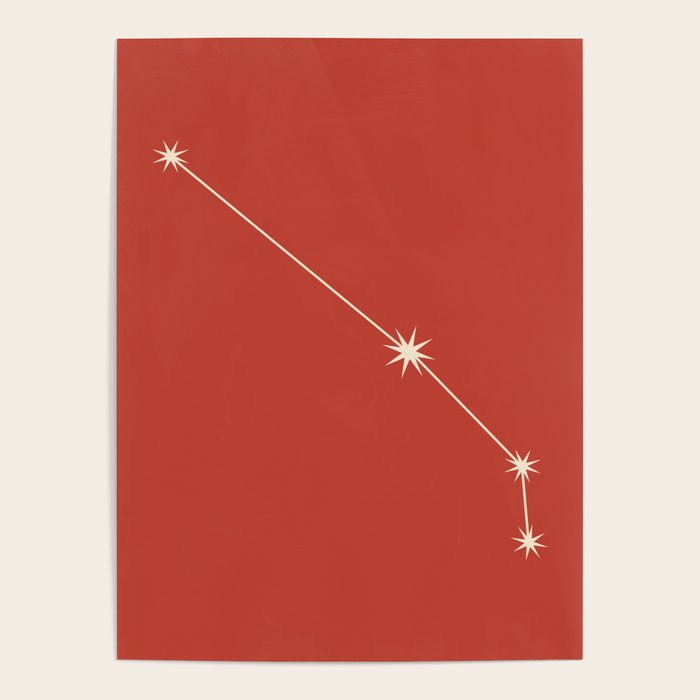 Aries Zodiac Star Constellation Line Art Red Poster Gallery Image 4