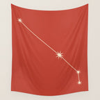 Aries Zodiac Star Constellation Line Art Red Wall Tapestry Gallery Image 4