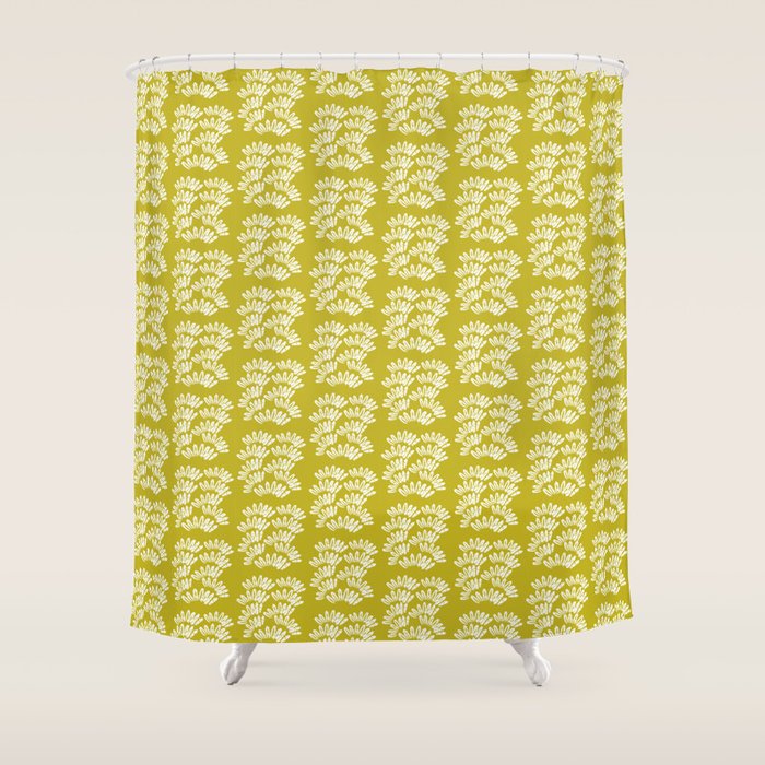 Modern Botanical in Cream on Chartreuse Shower Curtain Gallery Image 1