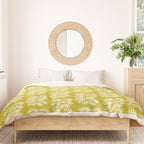 Modern Botanical in Cream on Chartreuse Duvet Cover Gallery Image 3