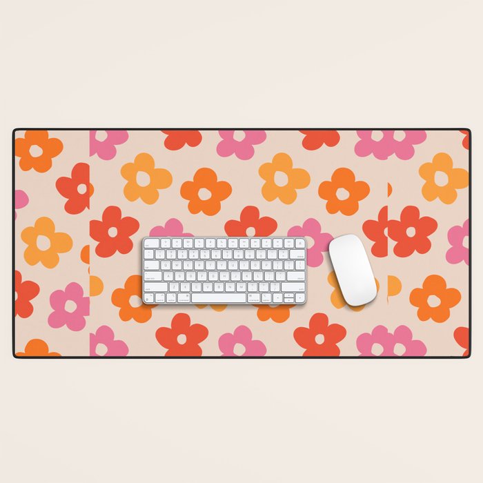 Retro 60s 70s Flowers Pattern #pattern #vintage Desk Mat Gallery Image 1