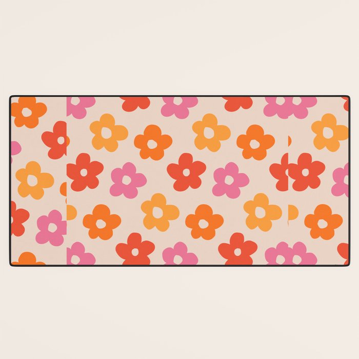 Retro 60s 70s Flowers Pattern #pattern #vintage Desk Mat Gallery Image 3