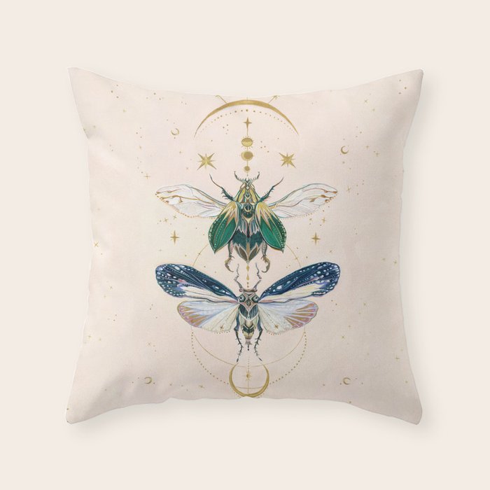Moon insects Throw Pillow Gallery Image 1