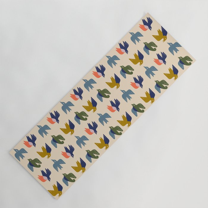 Four Birds Grid Yoga Mat Gallery Image 1
