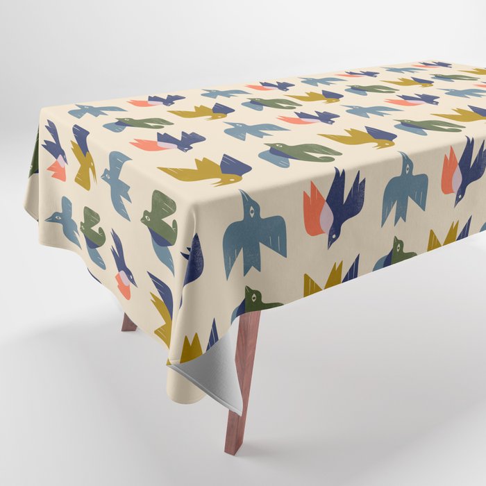 Four Birds Grid Tablecloth Gallery Image 1