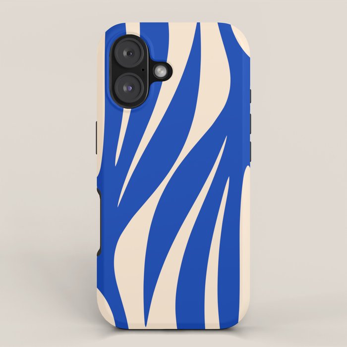 Maldives Abstract Botanical Pattern in Bright Blue and Cream iPhone Case Gallery Image 1