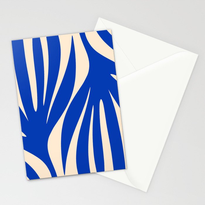 Maldives Abstract Botanical Pattern in Bright Blue and Cream Stationery Card Gallery Image 2
