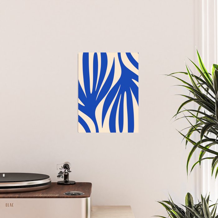 Maldives Abstract Botanical Pattern in Bright Blue and Cream Poster Gallery Image 2