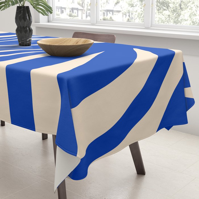 Maldives Abstract Botanical Pattern in Bright Blue and Cream Tablecloth Gallery Image 3