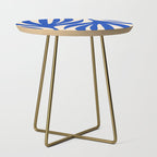 Maldives Abstract Botanical Pattern in Bright Blue and Cream Side Table Gallery Image 1