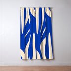 Maldives Abstract Botanical Pattern in Bright Blue and Cream Window Curtain Gallery Image 3