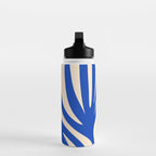 Maldives Abstract Botanical Pattern in Bright Blue and Cream Water Bottle Gallery Image 3