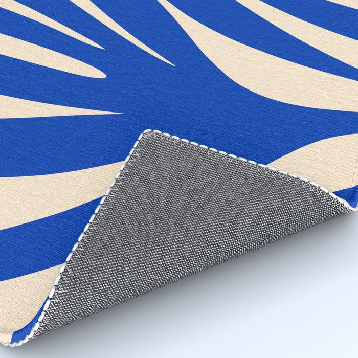 Maldives Abstract Botanical Pattern in Bright Blue and Cream Rug Gallery Image 4